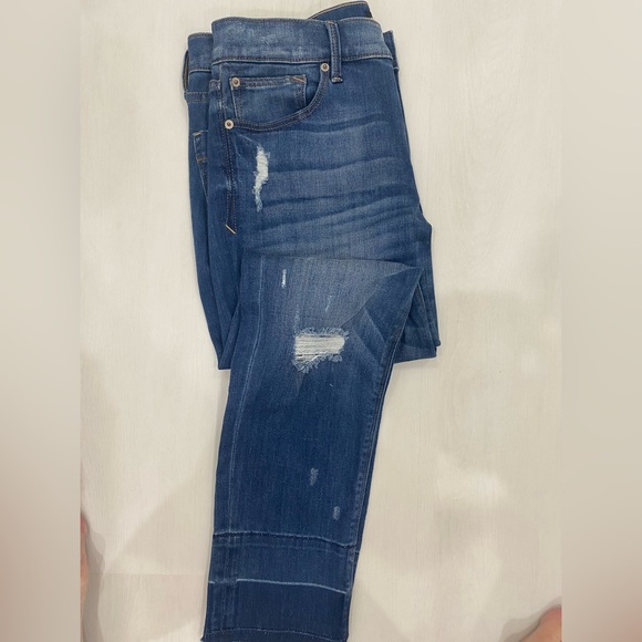 New Express Women's distressed  super Skinny ankle  Jeans - Dark Blue - Picture 1 of 12